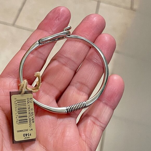 NWT Uno de 50 Statement Bracelet Silver Plated Hook closure Tied Cuff Bangle S - Picture 8 of 9